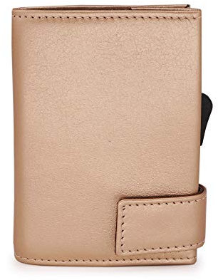 SecWal Kartenetui mit Münzfach Druckknopf (Rosé Metallic)