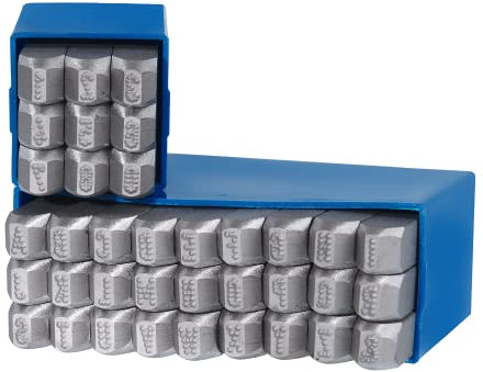 GRAVUREM-RP Schlagzahlen und -buchstaben 0-9 + A-Z (Kombination) - LOW-STRESS DOT-STYLE - Punktierte Radiengravur / 3mm