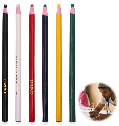 Ormromra 6 Stück Schneiderkreide, Nähkreide, Stoff Marker Stift zum Nähen, Schneiderkreidestift Set, Textilstifte für Schneiderei, Handwerk Stoffmarkieren (6 Farben)