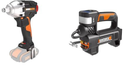 WORX WX272.9 NITRO Bürstenloser Akku Schlagschrauber 20V - 300Nm & WX092.9 Akku-Kompressor - 4 in 1: multifunktionale Luftpumpe