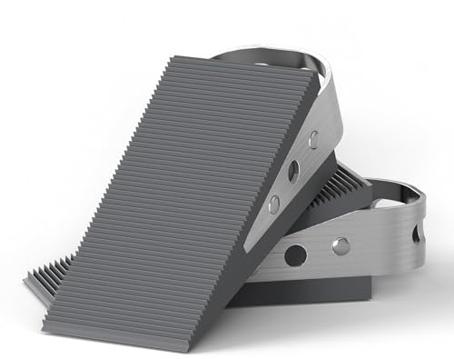 FLORA GUARD 2 Pack Door Wedge Rubber - Heavy Duty Door Stops, Non-Scratching, Non-Slip Door Stopper with 2 Stainless Steel Holders (Grey)