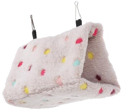 Milisten Nido Refugio Franela Beige de Pájaros Pequeña Hamaca para Cálido Colgante Cómodo en Lado para Canarios para Invierno Escaleras Cama