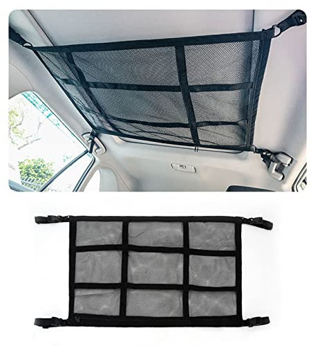 Red de equipaje para coche, doble capa, almacenamiento para techos, red de coche, organizador para cuatro respaldos de techo, gran accesorio para viajes largos por carretera, SUV, jeeps, furgonetas,