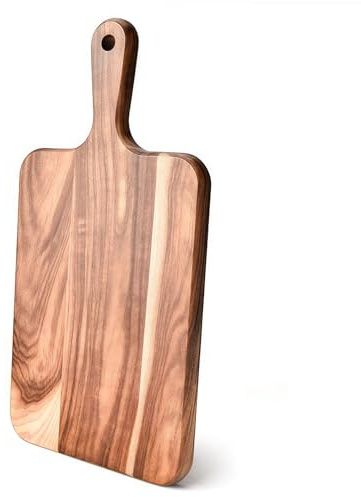 Acacia Wood Cutting Board with Handle - 14 x 7in, Wooden Chopping Board for Meat, Cheese, Bread, Fruits & Vegetables – Ideal Charcuterie & Serving Board, Durable Butcher Block