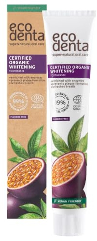 ECODENTA Certified Organic Whitening Passion Fruit Toothpaste with Enzymes, 75ml