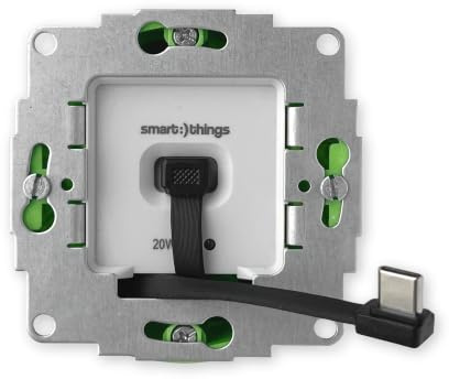 smart things sCharge sC20-EU C 20 W USB-uttag infälld med USB-C-kabel (25 cm), perfekt för permanent strömförsörjning av smartphones och surfplattor, perfekt för Smarthome-system