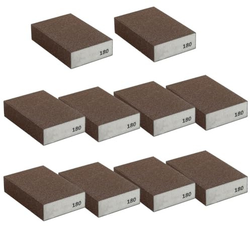 Lot de 10 éponges de ponçage humides et sèches 60-320# pour bois, métal, peinture, plastique, cloison sèche, marron