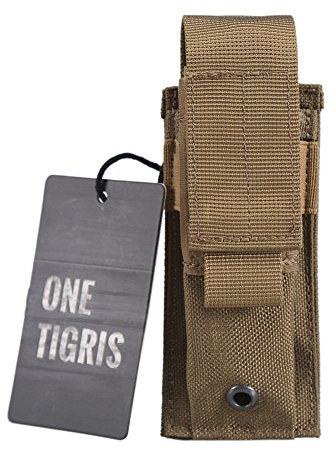 OneTigris Einzel Pistole Magazintasche/Mag Pouch Verstellbare Nylon Gürteltasche/Tool Pocket (Braun)