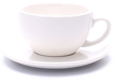 Coffeezone Cappuccino Barista Cup and Saucer Latte Art & Americano, New Bone China Coffee Shop Use (Glossy White, 8.5 oz)