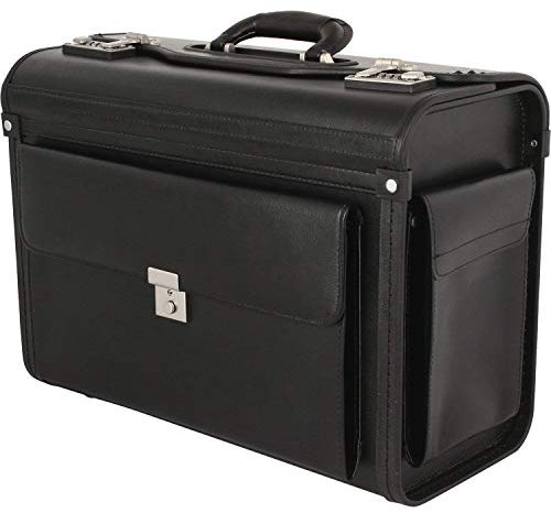 Pilotenkoffer Bowatex Aktenkoffer Business Koffer 25 L Schwarz Leder 46 x34x22cm