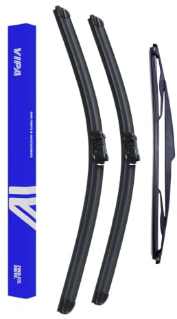 Vipa Car Parts Premium Wiper Blade Set | Fits: PEUGEOT 208 Hatchback (Mar 2012 to Aug 2019) | All-Weather Performance | Durable, Streak-Free Windshield Wipers | Easy Installation