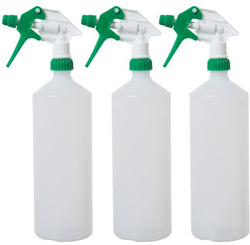 Diamond Shine System Lot de 3 flacons pulvérisateurs vides pour le nettoyage (vert/blanc, 1000 ml), tête de déclenchement avec brume et jet