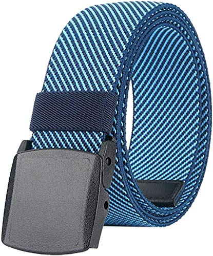 LionVII Plastic Belts Men Women Elastic Stretch Canvas No-Metal Buckle for Work, Adjustable Trim to Fit 28-49 Waist
