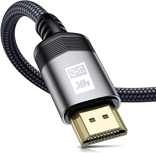 4K HDMI-Kabel, 10 m, 2.0, geflochten, High Speed, 18 Gbit/s, unterstützt 4K @ 60 Hz, 2K @ 144/165 Hz, ARC, HDR, 3D, kompatibler TV, Blu-ray, PS4/5, Xbox One, Projektor, Soundbar, Monitor, Laptop