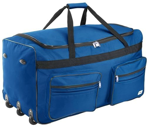 Monzana® Sac De Voyage à roulettes Bleu - Valise XXL 160L avec poignée télescopique - Trolley Grand Sac de Sport Duffle Bag Weekender avec Cadenas - 85x43x44cm