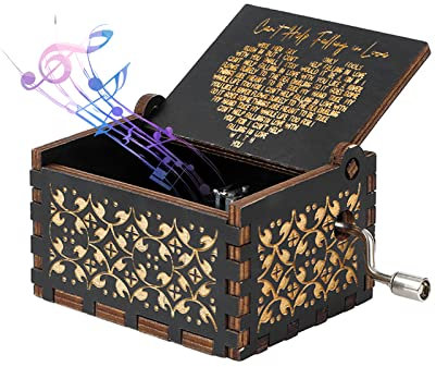 Huifengjie Carillon in legno, Can't Help Falling in Love, carillon in stile antico, intagliato, vintage, scatola musicale in legno, per compleanno, San Valentino, anniversario, regalo di Natale
