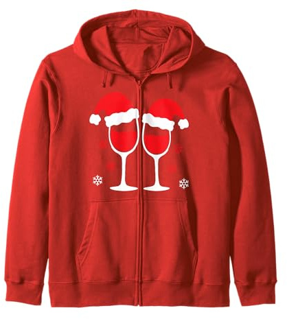 Vino di Natale - Donna Uomo Coppia Maglia Natalizia T shirt Felpa con Cappuccio