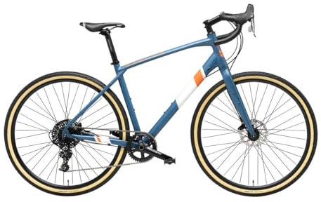Adriatica Bazam – Bicicleta Gravel Vanir de 28 pulgadas, cambio de 20 velocidades, cuadro de aleación, talla 47, azul y naranja