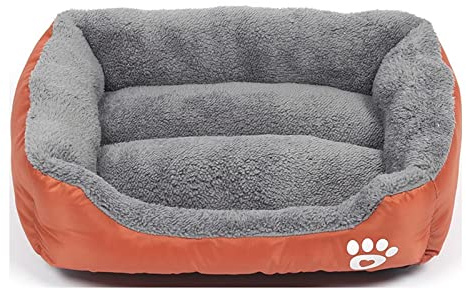 Letto per cani e gatti di piccola razza, cuscino da letto per cane, cesto morbido e lavabile, divano per gatto, taglia S, colore: arancione