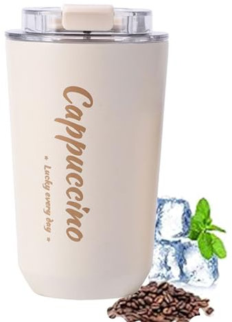 ERBO Kaffeebecher to go, Thermobecher Edelsthal, Auslaufsicher Kaffeetasse Kaffeebecher mit Deckel, Kaffeetasse Thermobecher für Unterwegs Umweltfreundlich, Beige 380ml