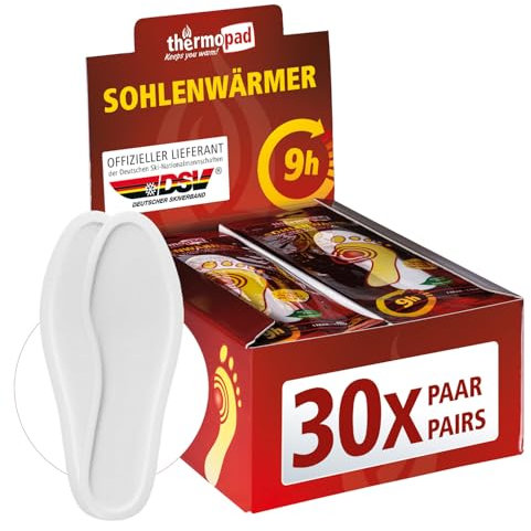 THERMOPAD Sohlenwärmer - DAS ORIGINAL: 5, 10 oder 30 Paar Wärmepads (erhältlich in 5 Größen) - Einlegesohle für 9 Stunden Wärme I Fußwärmer Pads I Extra warme Wärmesohle M für Schuhe & Skischuhe