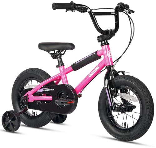 AVASTA 12 Inch Kids Bike for 1 2 3 4 Years Old Boys Girls Beiginner Toddlers Riders BMX Style Bicycle with Bell and Stabilisers, Pink
