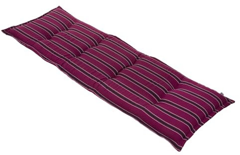 PATIO Bankauflage 170 x 50 cm Sitzpolster Bank für Innen & Außen Gartenbank Auflage violett mit Streifen