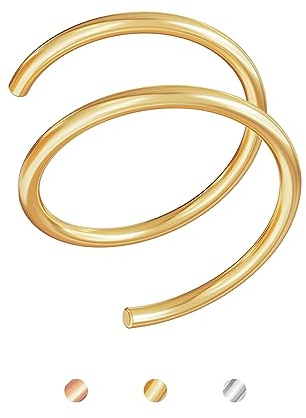 Sealoy 14K Gold Filled Double Nose Ring Hoop, 20g 8mm, Spiral Nose Ring for Single Piercing, Minimalist, Hypoallergenic, Unisex