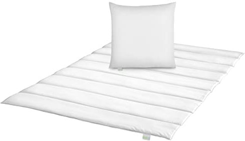 Bodyprotect Ecoline Bettwaren-Set Sommerbettdecke 135 x 200 + Kopfkissen 80 x 80 cm, leichte Bettddecke, Steppdecke aus 100% Mikrofaser, waschbar, Allergiker geeignet, weiß