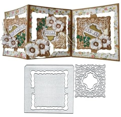 Square Card Frame Dies Metal Die Cuts, Square Card Frame Metal Cutting Dies Cut Stencils for DIY Scrapbooking Cards Photo Album Decorative Embossing Paper Dies for Scrapbooking Card Making