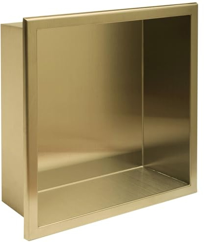 Rea Niche Shelf Bathroom 30x30 Gold Brush Built-in Shower Niche Bathroom Organizer Stainless Steel Wall Niche (Brushed Gold)