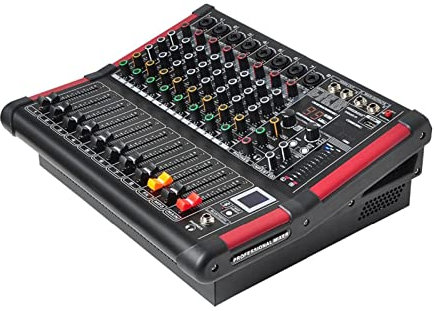 UHJKLA Audio Mixer, MINI8-P 8 Channels Power Mixing Console Amplifier, Bluetooth Record 99 DSP effect 2x170W, Professional USB Audio Mixer Portable And Light