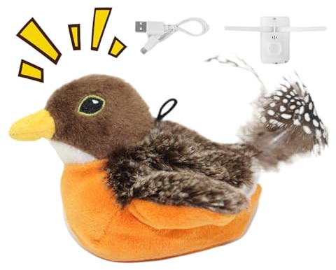 Doiyislem Jouet pour chat oiseau volant, jouet pour chat oiseau battant,Jouet pour chat oiseau gazouillant automatiquement | Jouet pour chat oiseau sautant en mouvement avec à chat, pour chats adultes