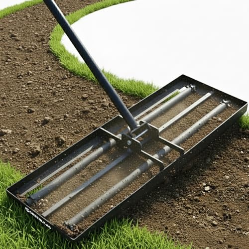 G GREENLY-AG 30 Heavy Duty Lawn Leveling Rake, 6.5FT Soil Leveler Tool, with 4 Spiked Wheels & Smooth Roller, Landscaping and Restoration Soil Sand Dirt Surfaces, for Garden Yard Farm Golf Course
