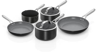 Ninja ZEROSTICK Ceramic Pro 5-Piece Pan Set, Scratch Resistant, Made PTFE-Free, All Hob Compatible, Black CW35000UK