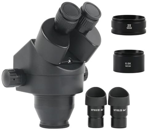 Mikroskop Kontinuierlicher Zoom 7X-45X Stereo-Binokularmikroskop WF10X/20-mm-Okular-Barlowlinse for Löten von Telefon-PCBs, 3,5X-90X (0,5X2X)