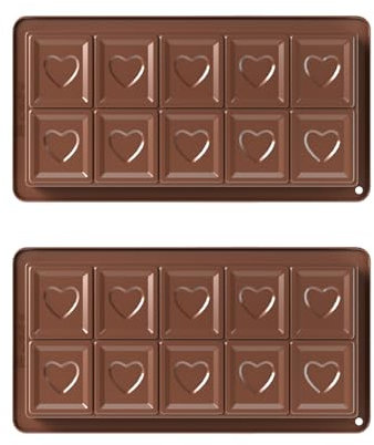 Vikrami lighting Chocolate Moulds, 2 Pcs Silicone Big Chocolate Bar Moulds,Thick Chocolates Bar Mould Non-Stick Reusable DIY Baking（25 * 13 * 2cm）