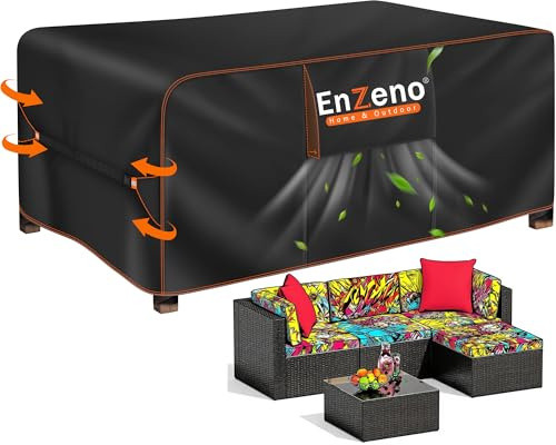 Enzeno Funda para Muebles de Jardín Resistente Impermeable,200 x 100 x 74 cm,Tela Oxford 420D para Muebles de Salón,Fundas Protectora para Muebles de Salón,Cubierta de Salón con Salida de Aire para