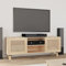 WRJENFSC TV-Schrank Braun 105x30x40 cm Massivholz Kiefer Natur-Rattan Schränke Tv Sideboard Wohnzimmer Tv Board Hängend Fernsehtisch Hoch für Wohnstube Schlafzimmer Flur Inneres