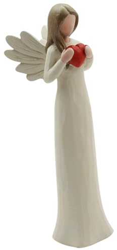 WCCDXGP 7.48 H Resin Angel Figurine Cream Angel Statues Holding Heart Hand Painted for Home Decoration Best Gifts for Your Mother Sister