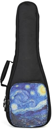 FREOJGU Gitarrväska 76 cm väska tjock sopran konsert tenor baryton bärväska Starry Night Guitar 21 23 24 26 ryggsäck, 23 tum, En storlek