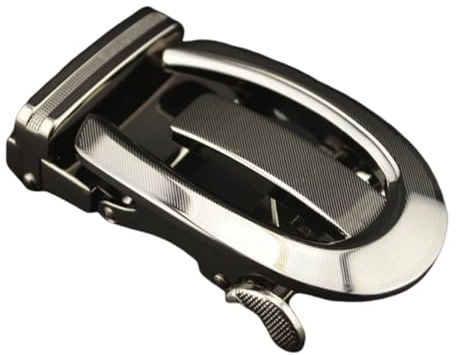 DIKACA Hebilla de Cinturón Automática para Hombre Aleación Resistente Diseño Exclusivo Negro Compatible Cinturones de Cuero para Negocios y Ocasiones Formales
