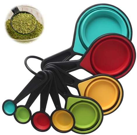 8-Piece Measuring Cups and Spoons Set, Cup Measurements Set for Baking, Cooking, and Science Experiments, Stackable Measuring Cups for Kitchen Organization, Scoops for Powder