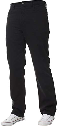 Mens Straight Leg Basic Heavy Work Jeans Denim Pants All Waist Big Sizes Black 44 W X32L