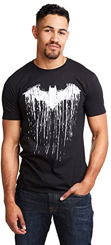 DC Comics Men's Batman Paint T Shirt, Black (Black Blk), XL UK