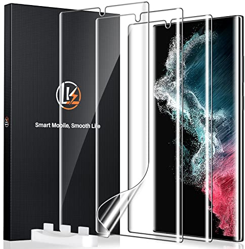 LK Protection Ecran Compatible avec Samsung Galaxy S22 Ultra, 3 Pièces,TPU Film Protection Écran,HD Clair Doux Transparent Film de Protection d'écran
