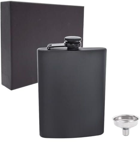 Fiaschetta per liquori e imbuto, a prova di perdite, in acciaio inox 18/8, tascabile, fiaschetta per bevande discrete di alcol, whisky, rum e vodka, regalo per uomini