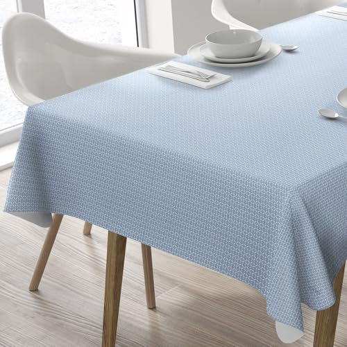 Home Direct Wachstuch Tischdecke Abwaschbar Eckig 140 x 200 cm Blau Grau