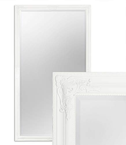 LEBENSwohnART Wandspiegel BESSA 180x100cm Weiß Matt Barock Design Spiegel Pompös Facette
