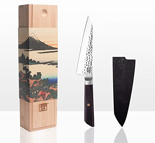 KOTAI | Coltello da cucina universale Bunka Petty | Lama da 13,5 cm | Coltello da cucina | Martellato e affilato a mano | Acciaio inossidabile giapponese 440C ultra affilato